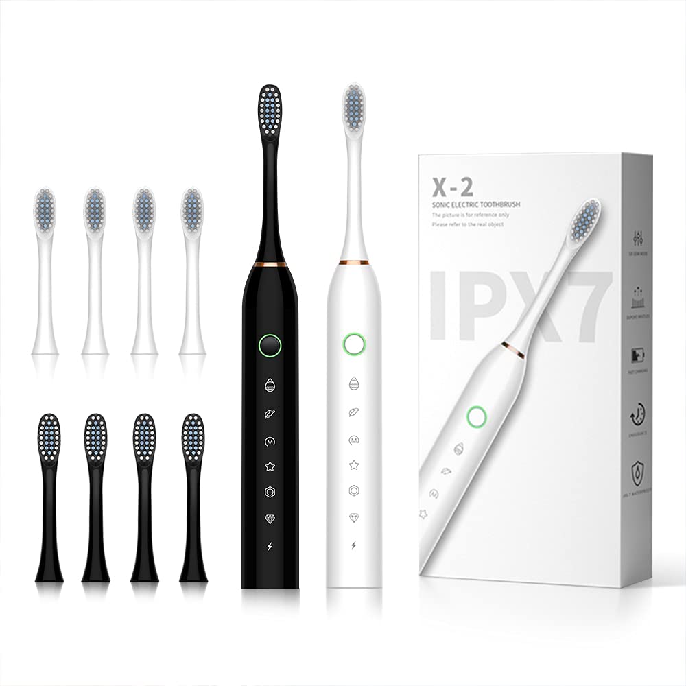 2 Pack Sonic Electric Toothbrush with 8 Heads H918709