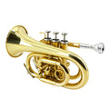 Bb Flat Pocket Trumpet with Cleaning Cloth, 7C Mouthpiece and Hard Case U135