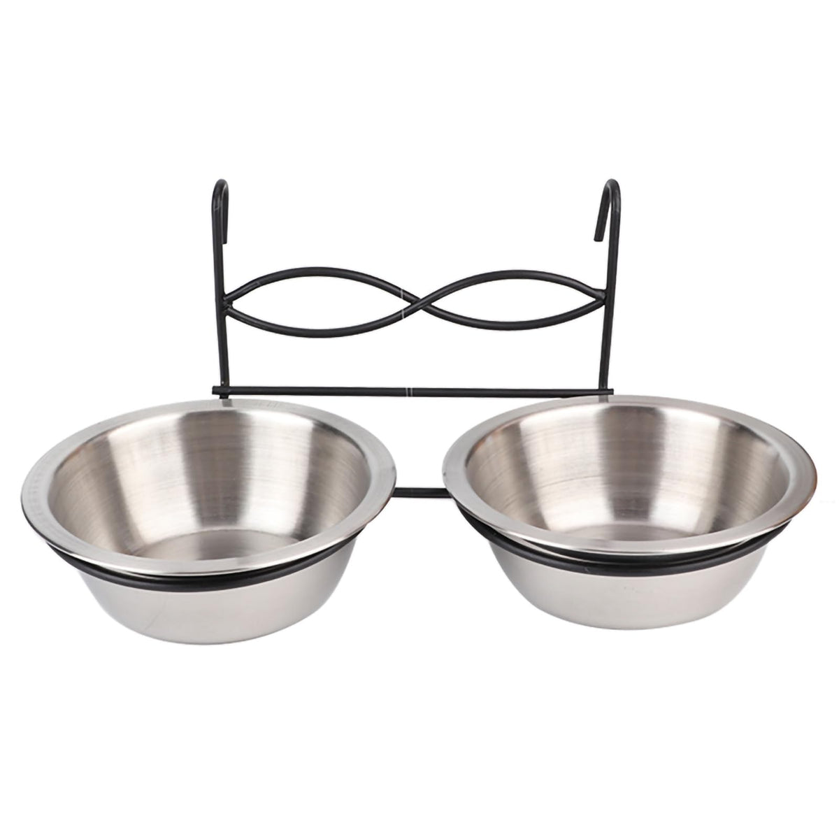 Stainless Steel Hanging Pet Bowls, 2 Bowls 1 Hook G365795