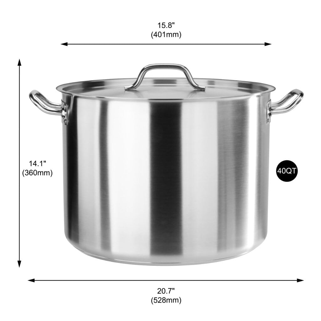 40 Qt Stainless Steel Stock Pot with Cover B6850