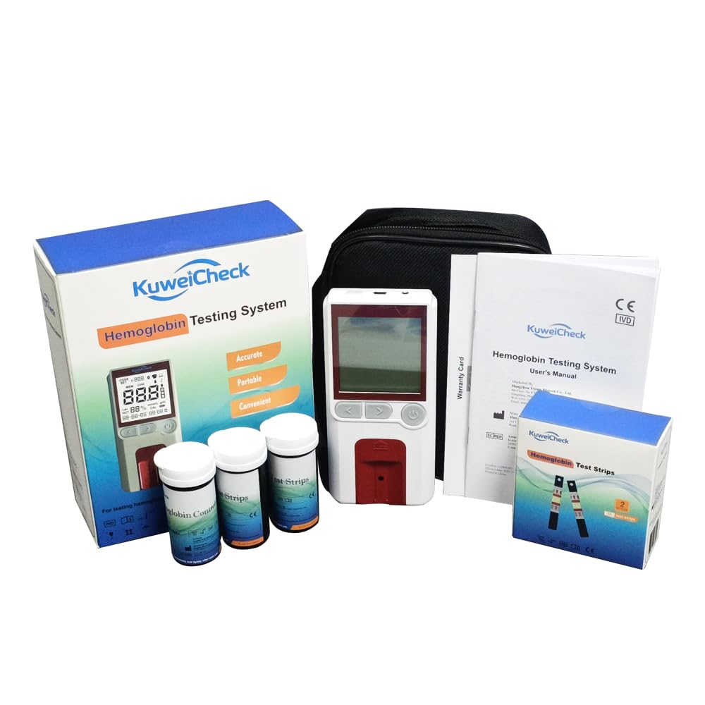 Hemoglobin Test Meter Kit with 50pcs Strips, Lancets and Capillary Tubes V239