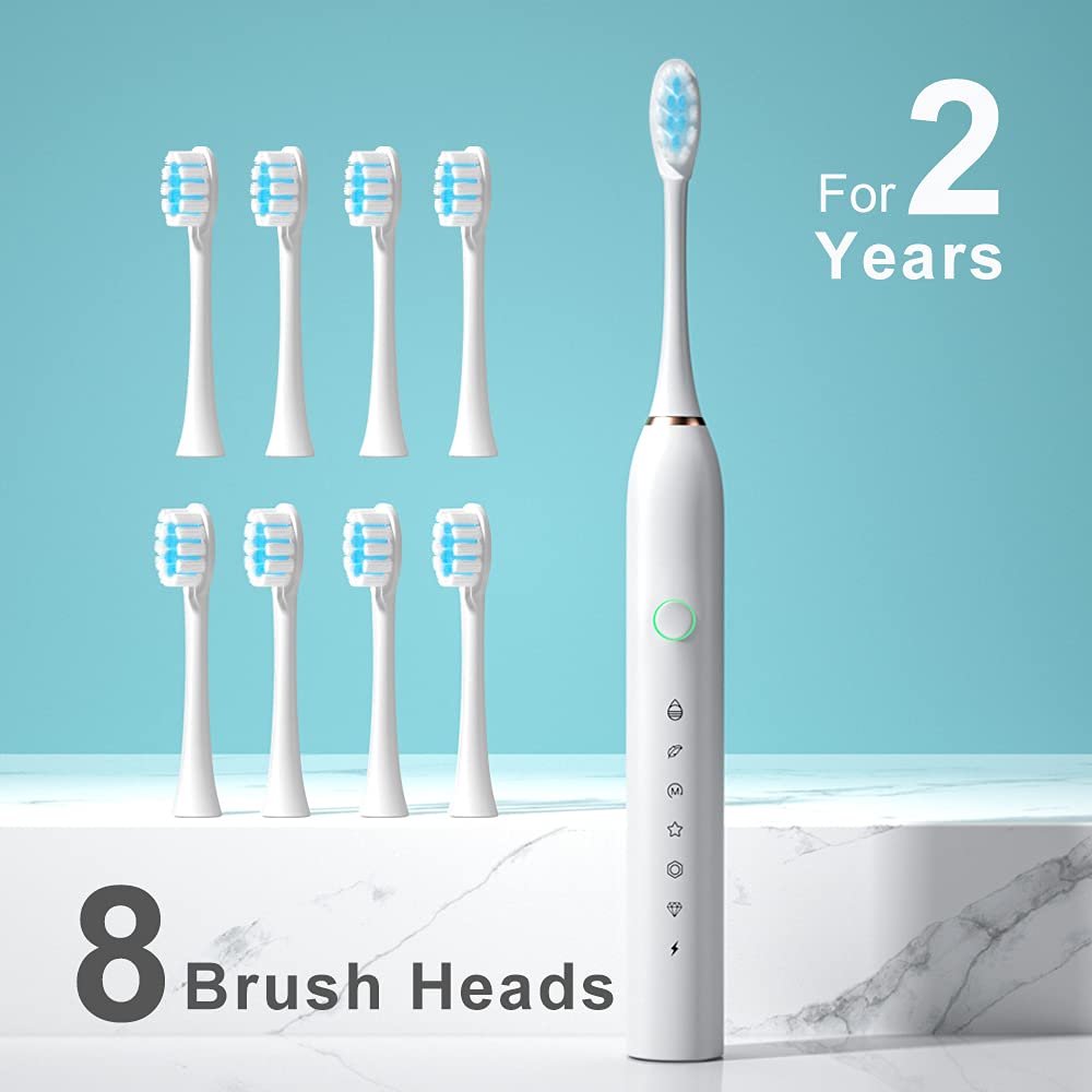 2 Pack Sonic Electric Toothbrush with 8 Heads H918709