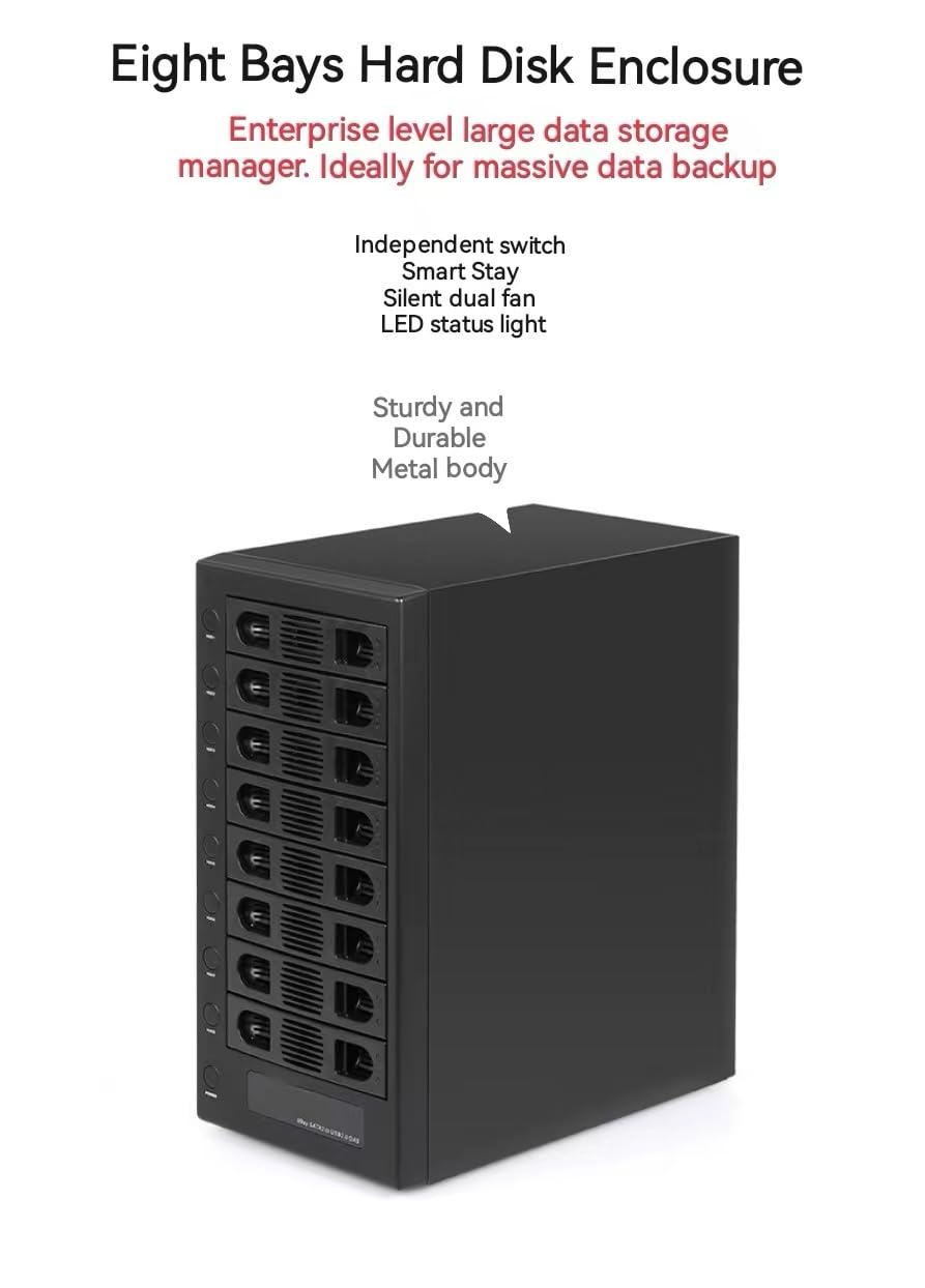 8 Bay Tool Less Hot Swap 2.5" 3.5" SATA USB 3.0 Enclosure B471633