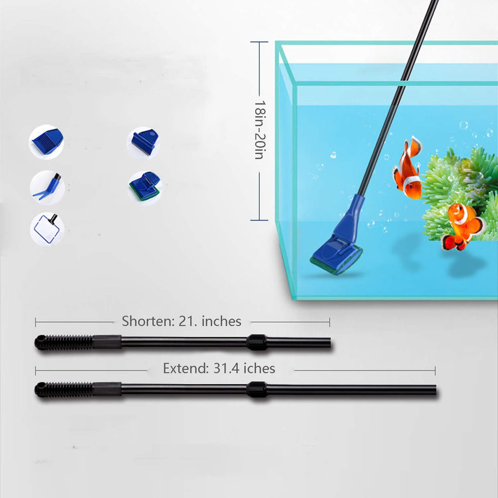 5 In 1 Aquarium Cleaning Tools Kit with Adjustable Length Rod K745