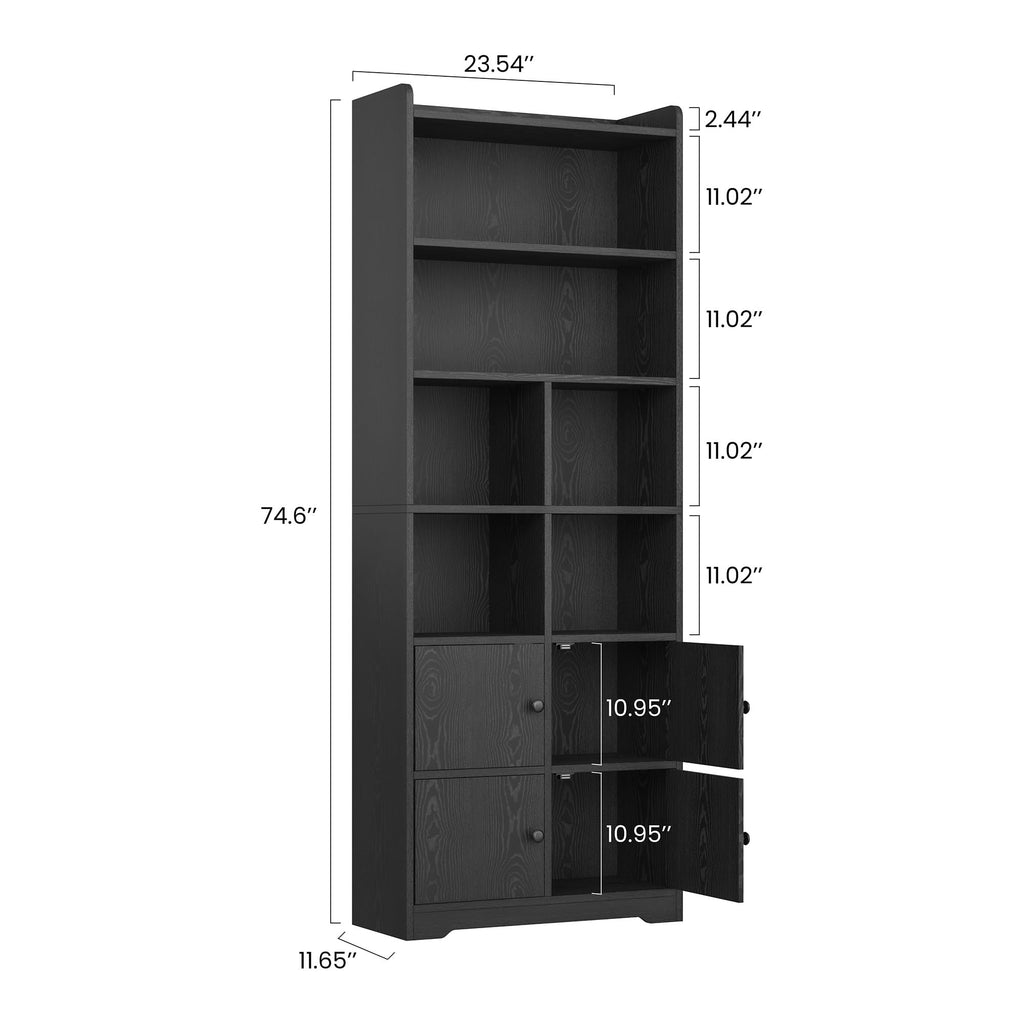 74.6" Tall 6-Tier Bookshelf with Doors S84605