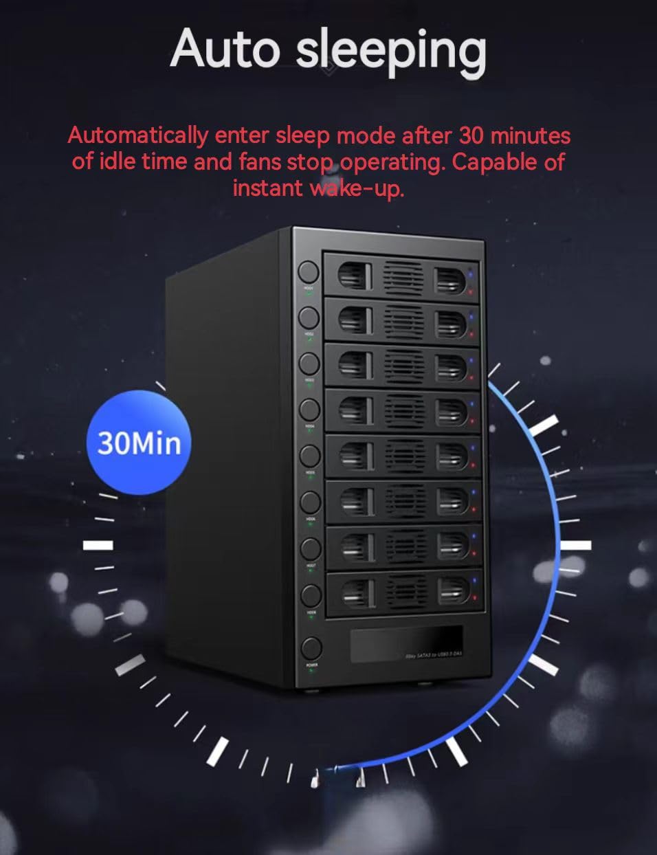 8 Bay Tool Less Hot Swap 2.5" 3.5" SATA USB 3.0 Enclosure B471633