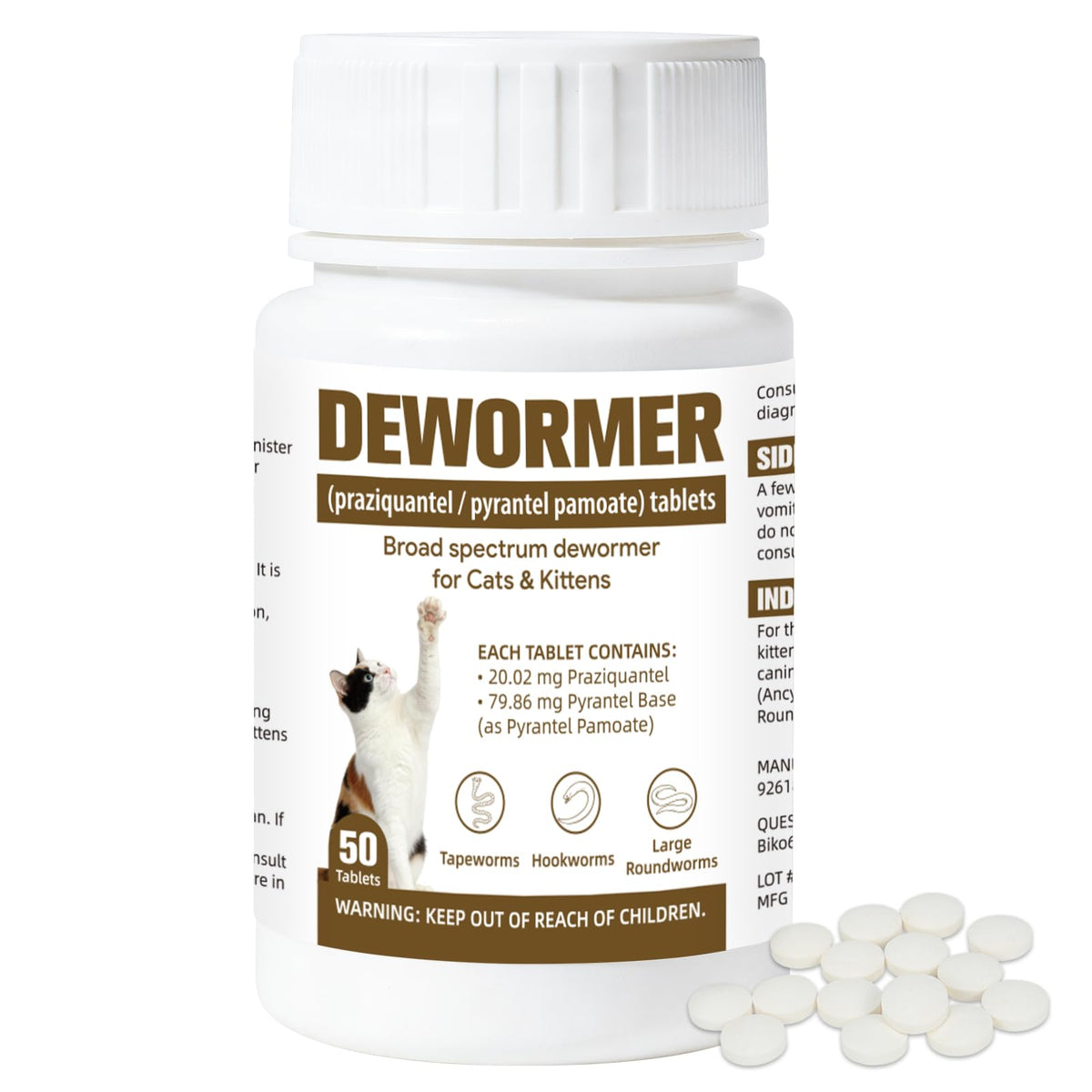 Broad-Spectrum Dewormer for Cats & Kittens, 50 Tablets Y969