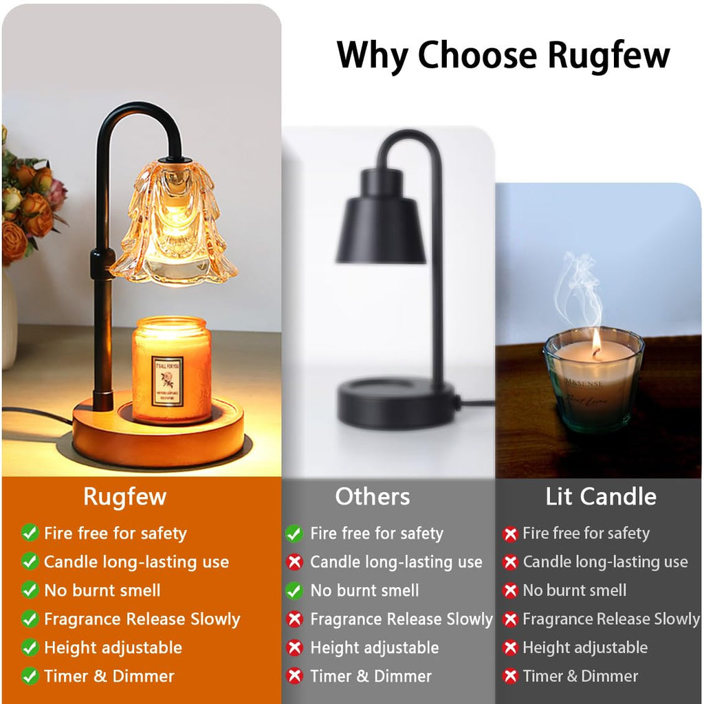 Candle Warmer Lamp with Timer Dimmer Adjustable Height Black W834
