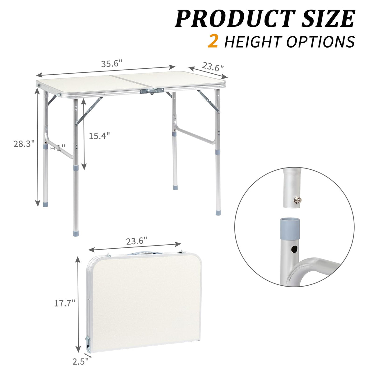 3ft Portable Aluminum Folding Picnic Table with Carry Handle P719