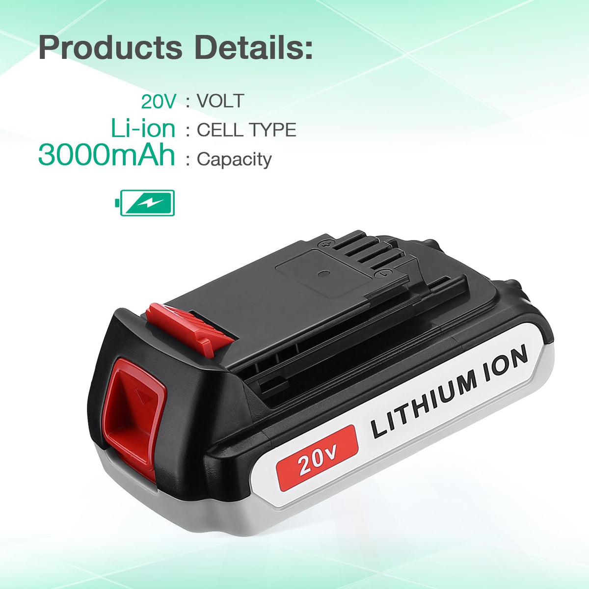 2 Pack 20V MAX 3.0Ah Replacement Battery with Charger V6355