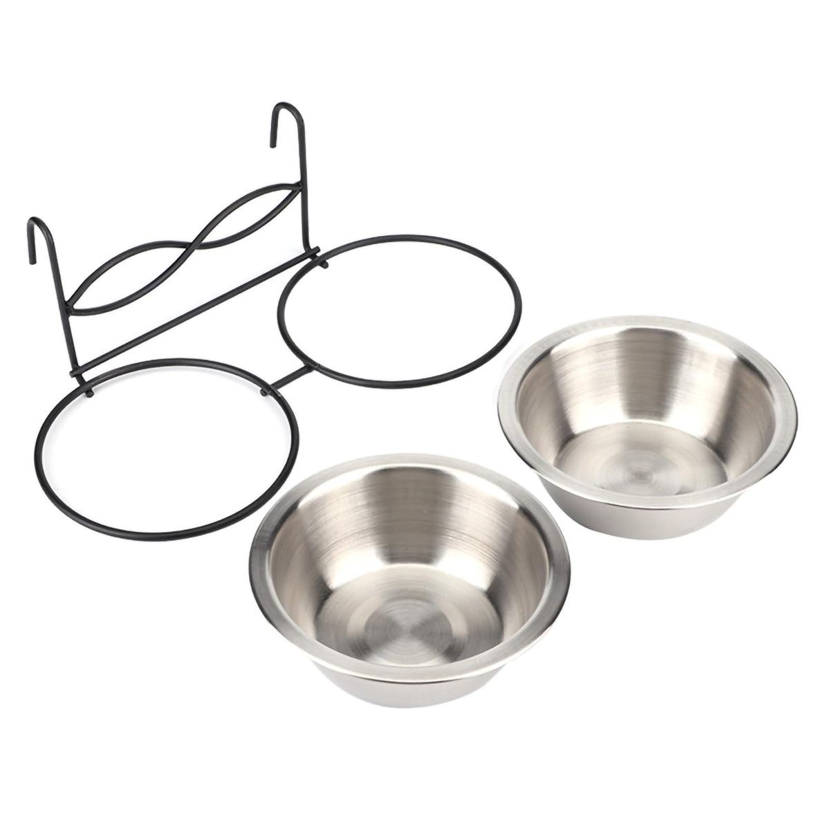Stainless Steel Hanging Pet Bowls, 2 Bowls 1 Hook G365795