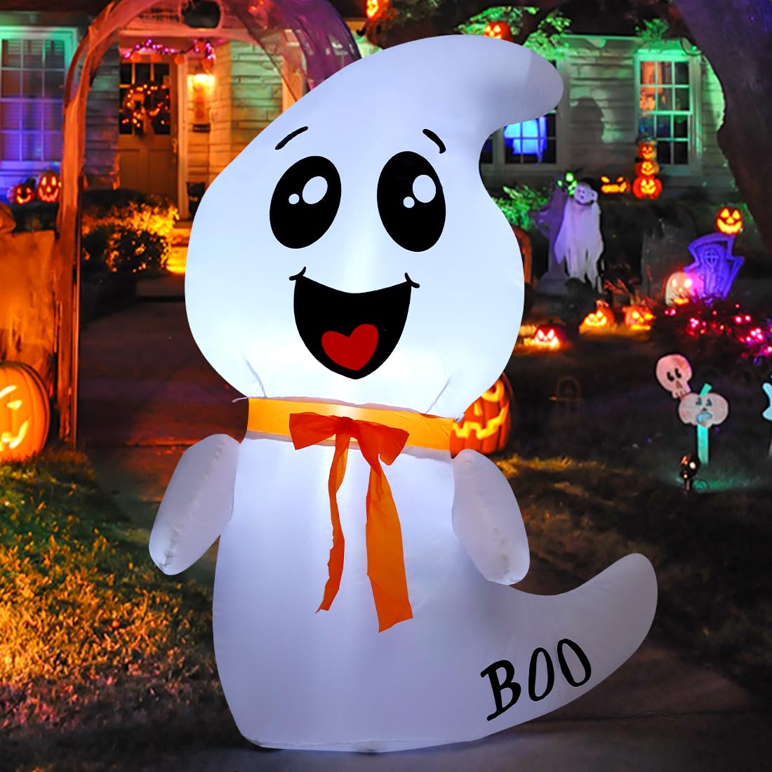 4 FT Inflatable Ghost with Built-in LEDs W557734
