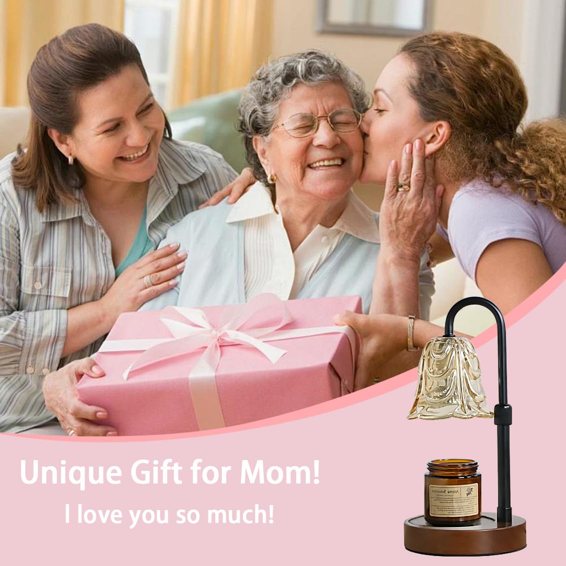 Candle Warmer Lamp with Timer Dimmer Adjustable Height Black W834