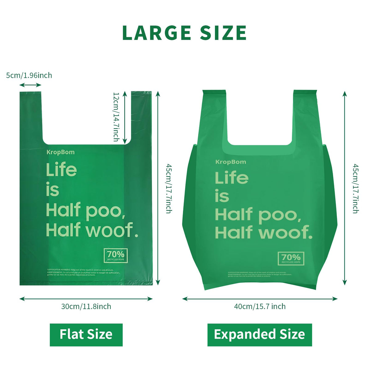 125 Count Large Unscented Cat Poop Bags with Handles W829