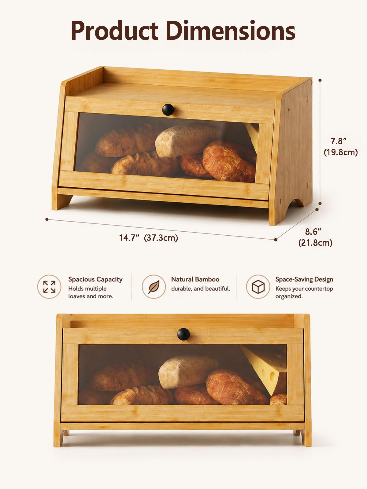Bread Box with Top Shelf, 1 Tier Q547899