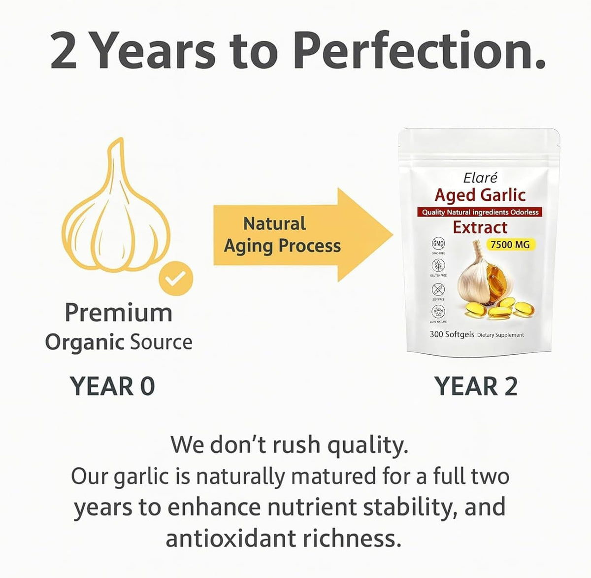 Odorless Aged Garlic Extract Capsules 7500, 300 Count K6327