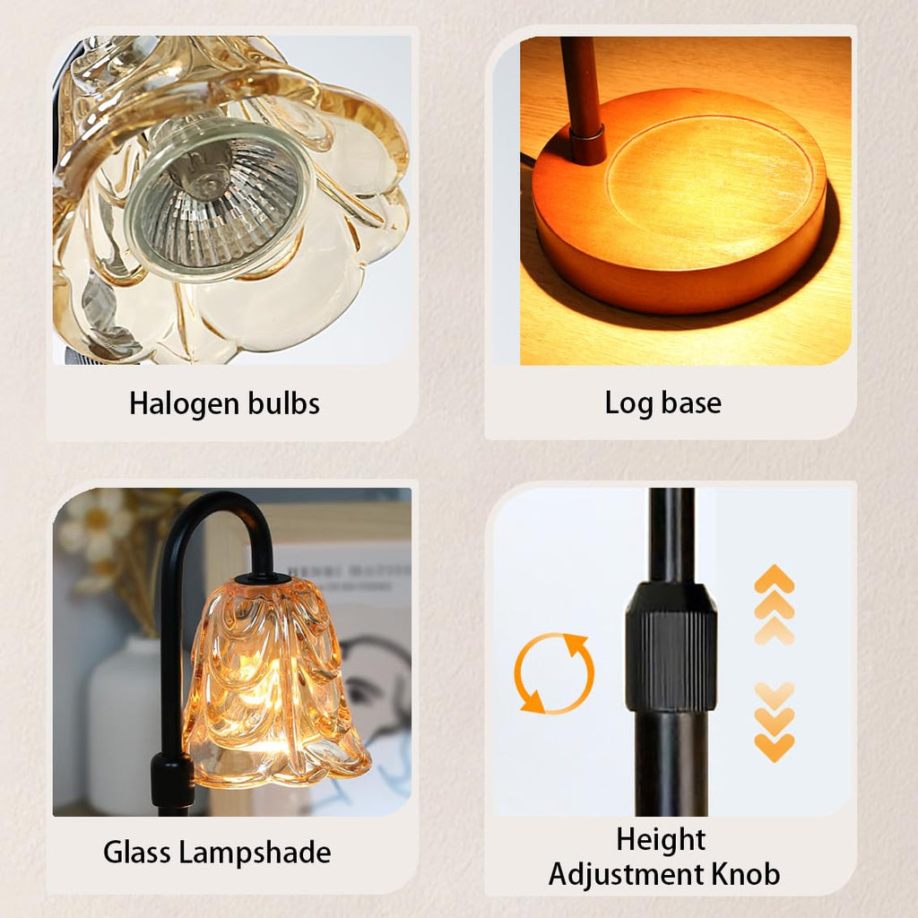 Candle Warmer Lamp with Timer Dimmer Adjustable Height Black W834