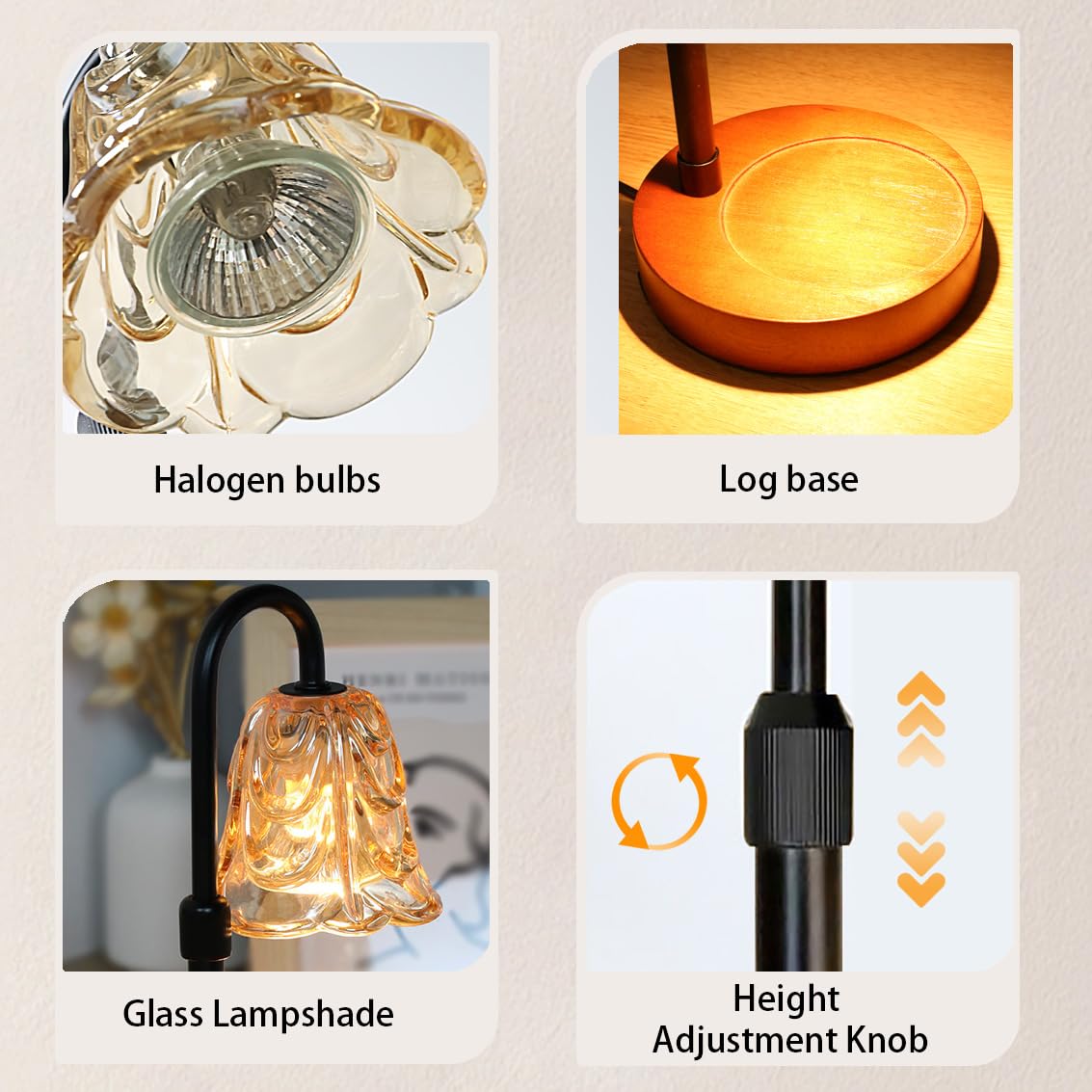 Candle Warmer Lamp with Timer Dimmer Adjustable Height Black W834