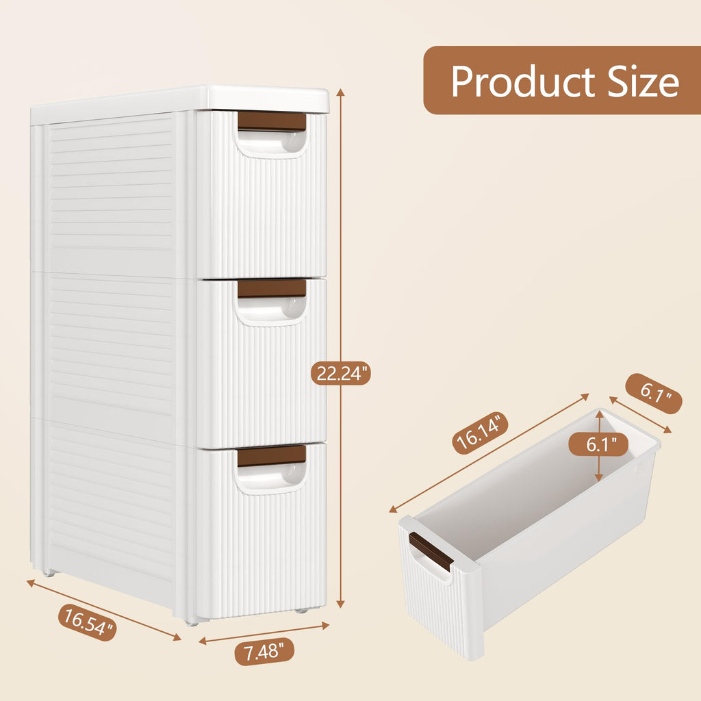 3 Drawer White Rolling Storage Cabinet J804194