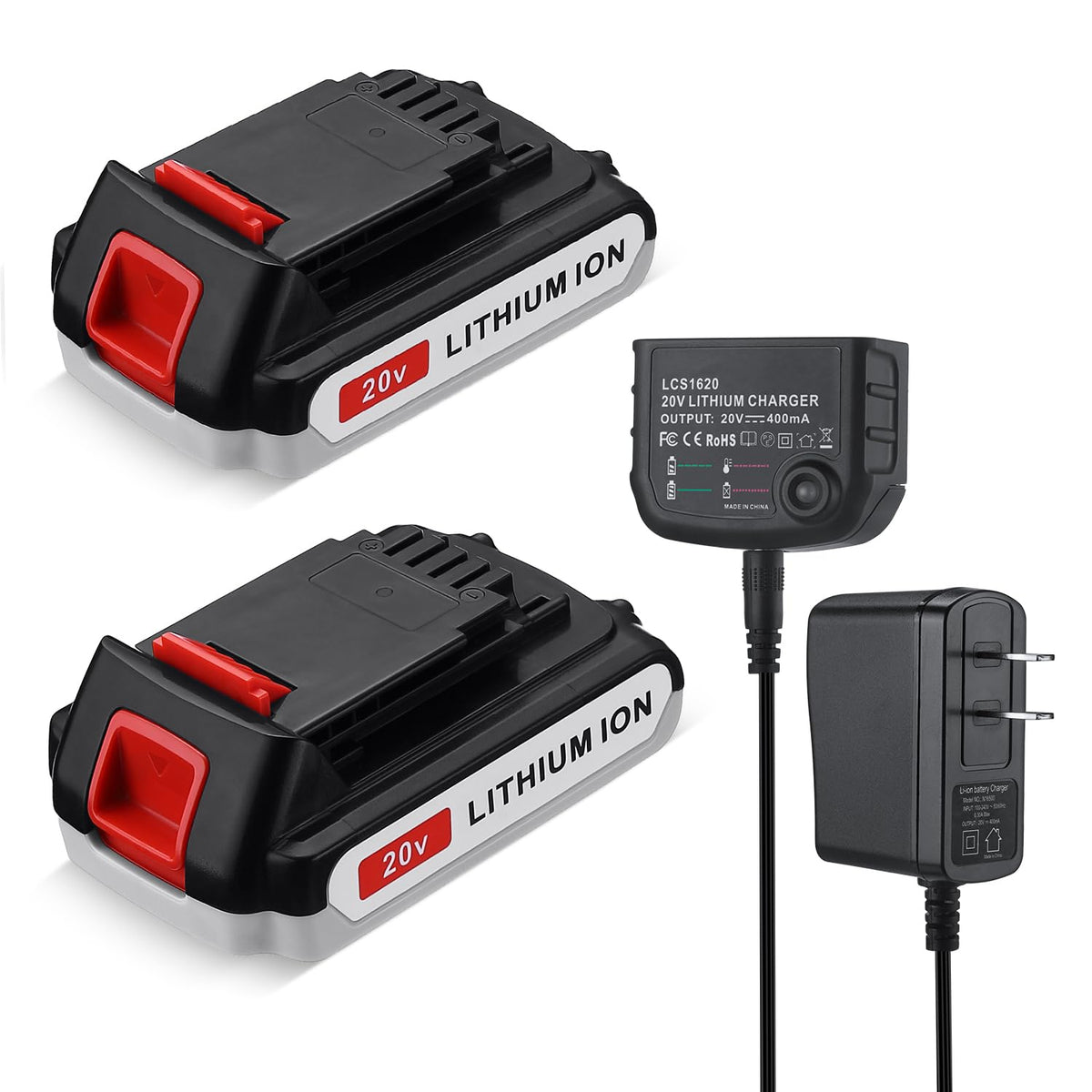 2 Pack 20V MAX 3.0Ah Replacement Battery with Charger V6355