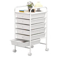 White 6 Tier Rolling Storage Cart with 6 Drawers U3111