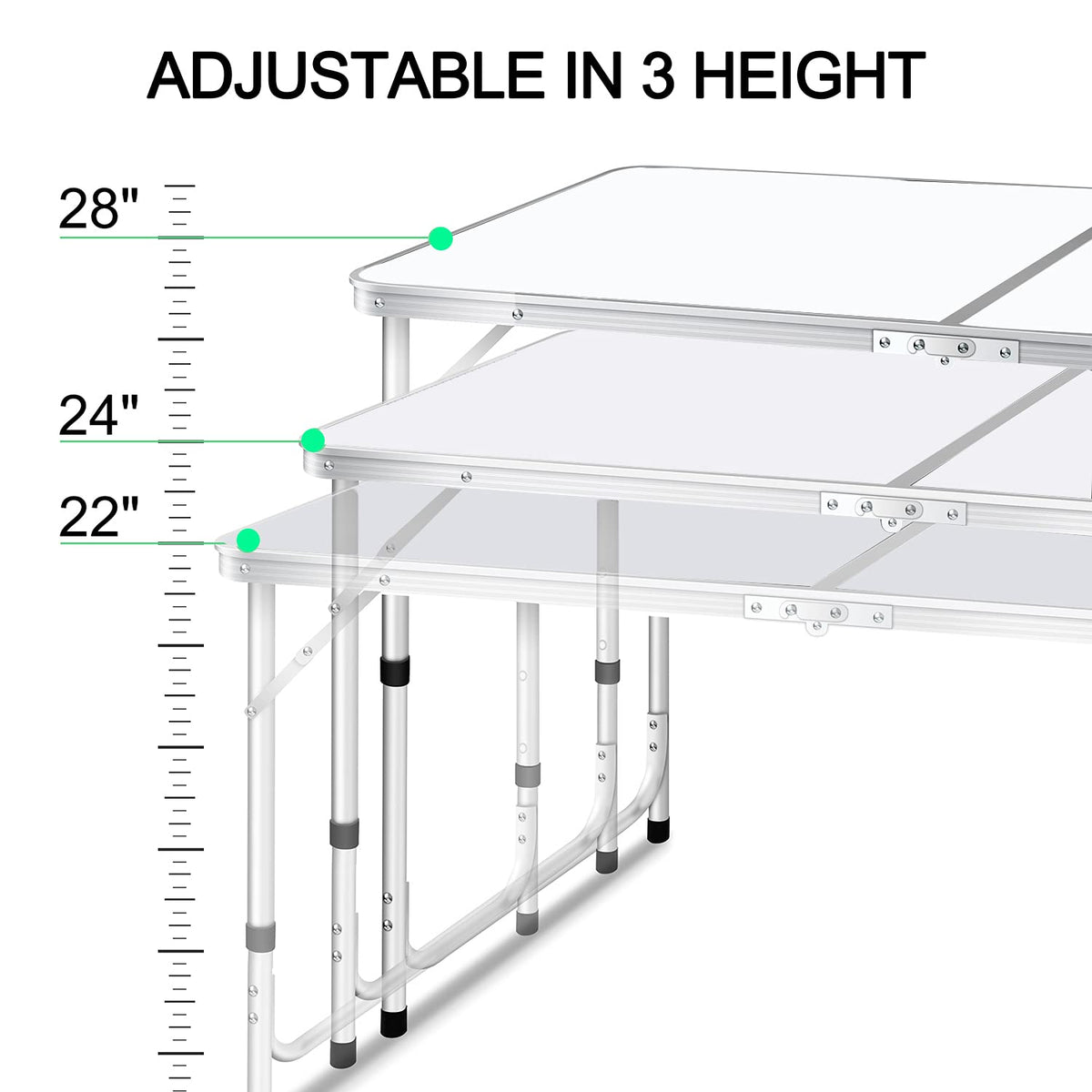 4 FT Aluminum Height Adjustable Folding Camping Table N9354