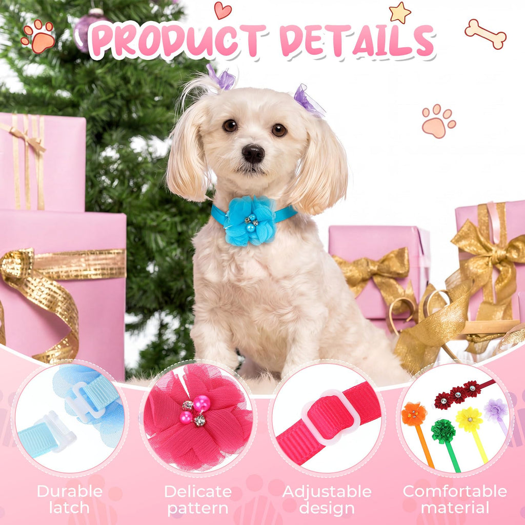 100 Pcs Floral Adjustable Dog Collar Flowers Z583775