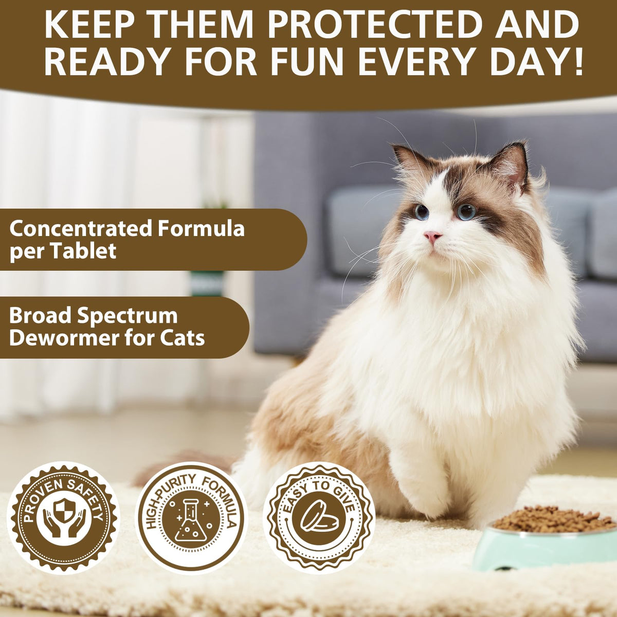 Broad-Spectrum Dewormer for Cats & Kittens, 50 Tablets Y969