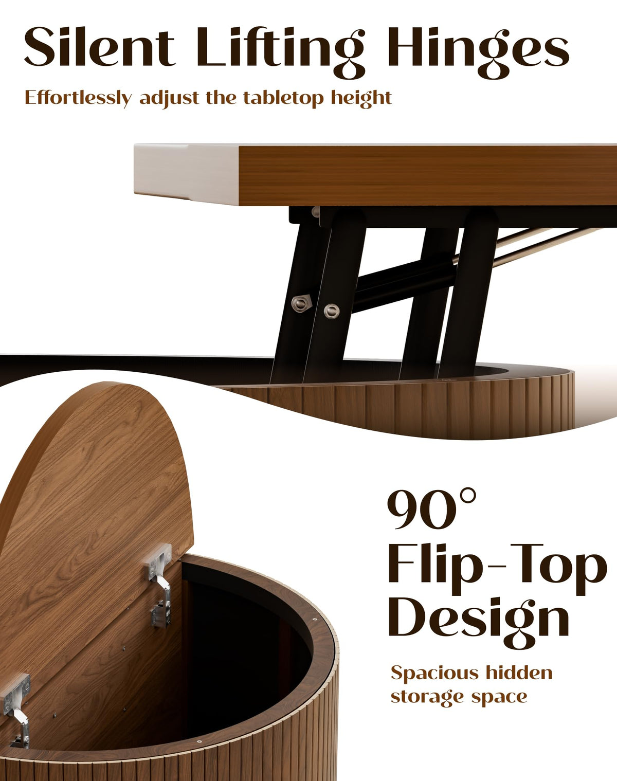 Round Lift Top Coffee Table with Storage U197934