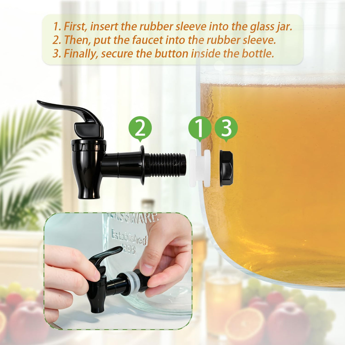 2 Pack 1.5 Gallon Glass Beverage Dispenser with Stand U521860