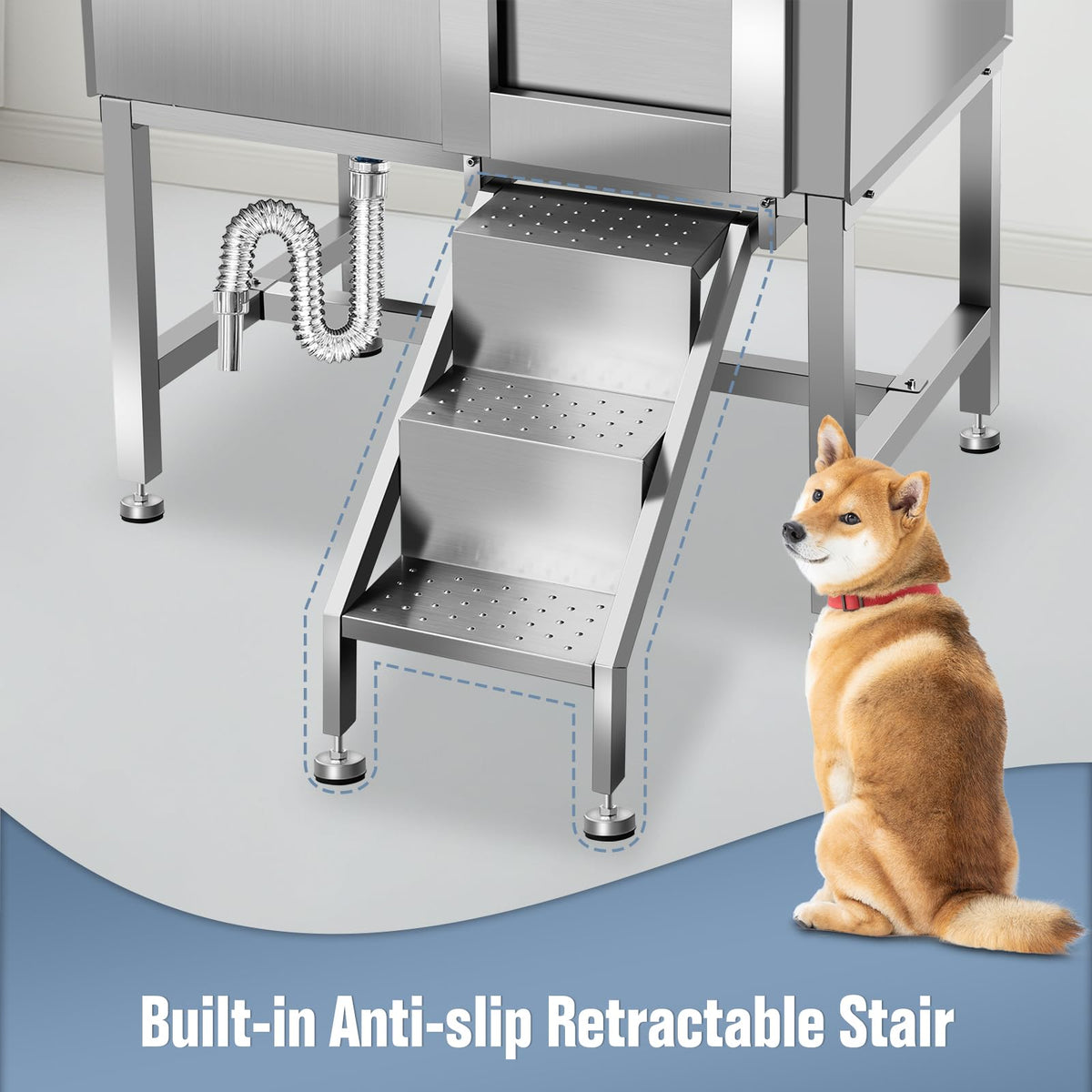 38" Stainless Steel Dog Grooming Tub with Stairs N166559