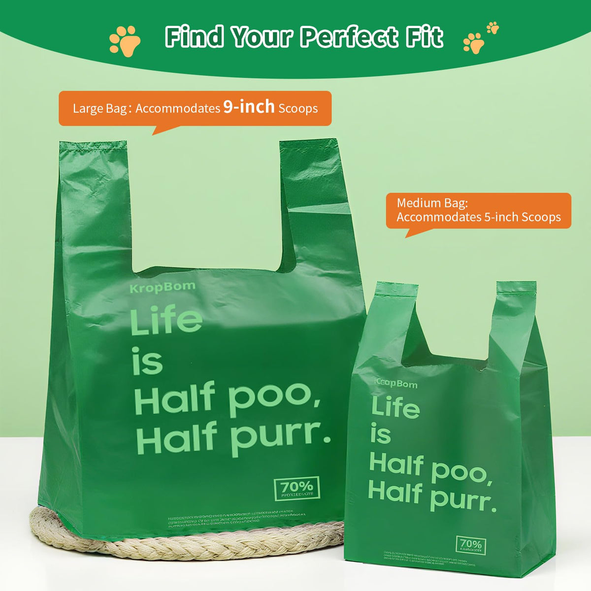 125 Count Large Unscented Cat Poop Bags with Handles W829