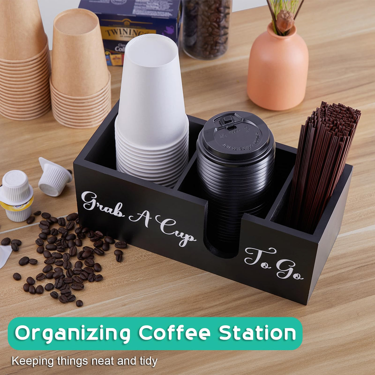 Wood Coffee Cup Holder for Countertop I52182