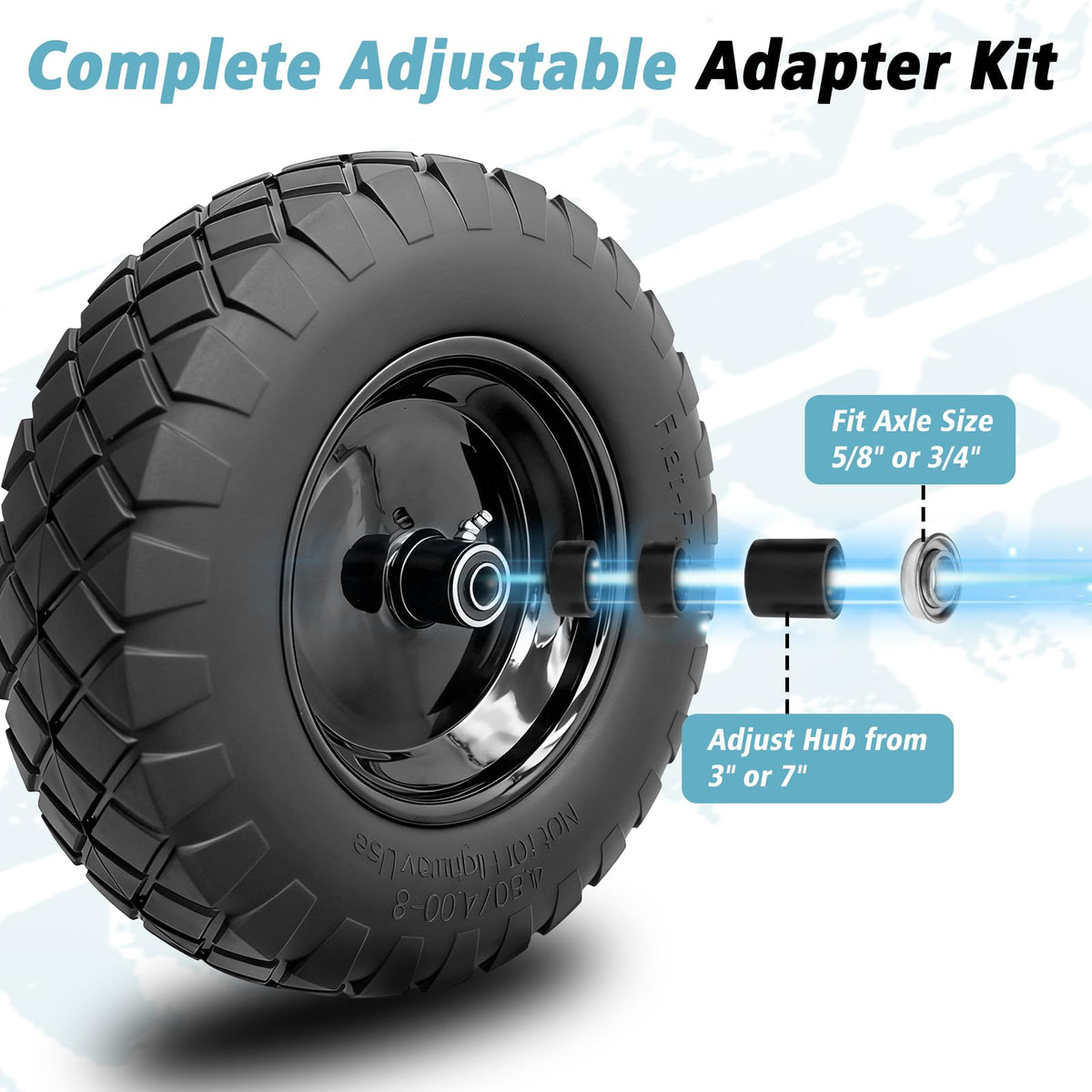 16" Flat Free Solid Rubber Wheelbarrow Wheels, 2 Pack Z15173