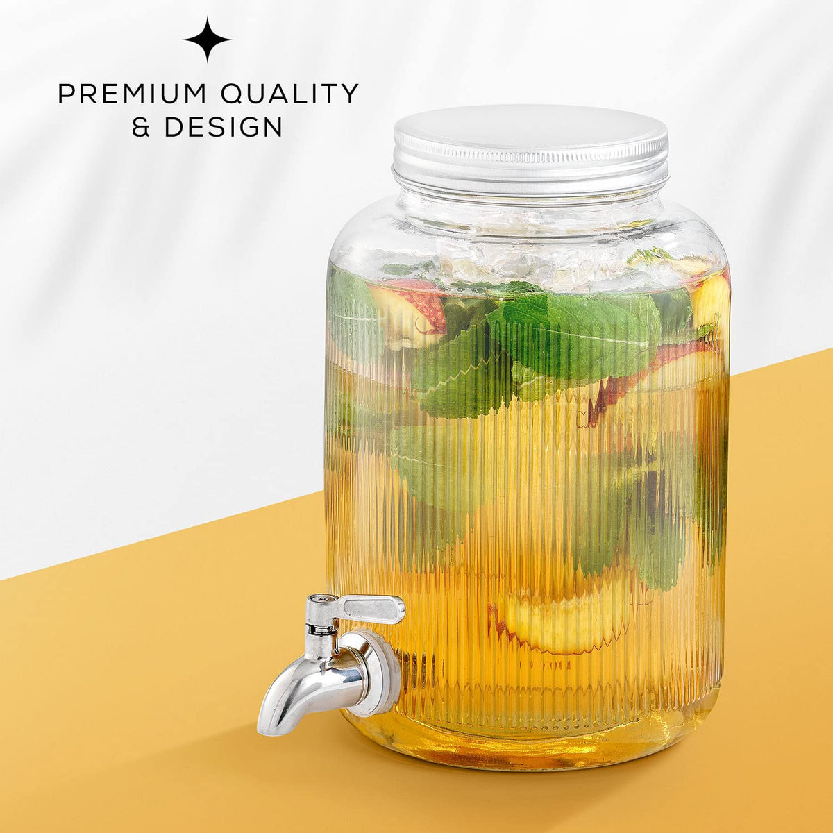 1 Gallon Glass Beverage Dispenser with Stainless Steel Spigot Z616