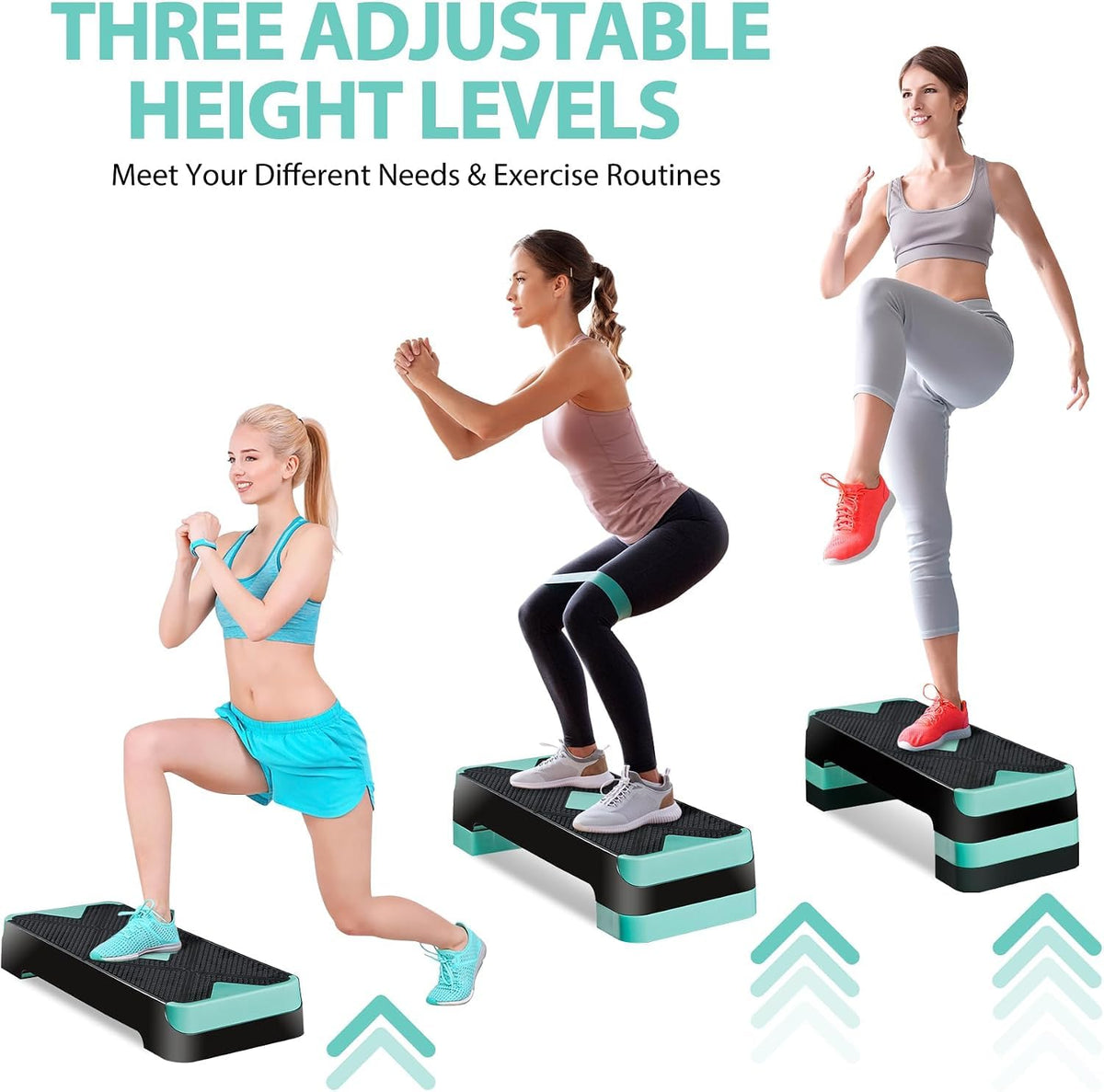 26.5 inch Aerobic Step Platform with 4 Risers T62051