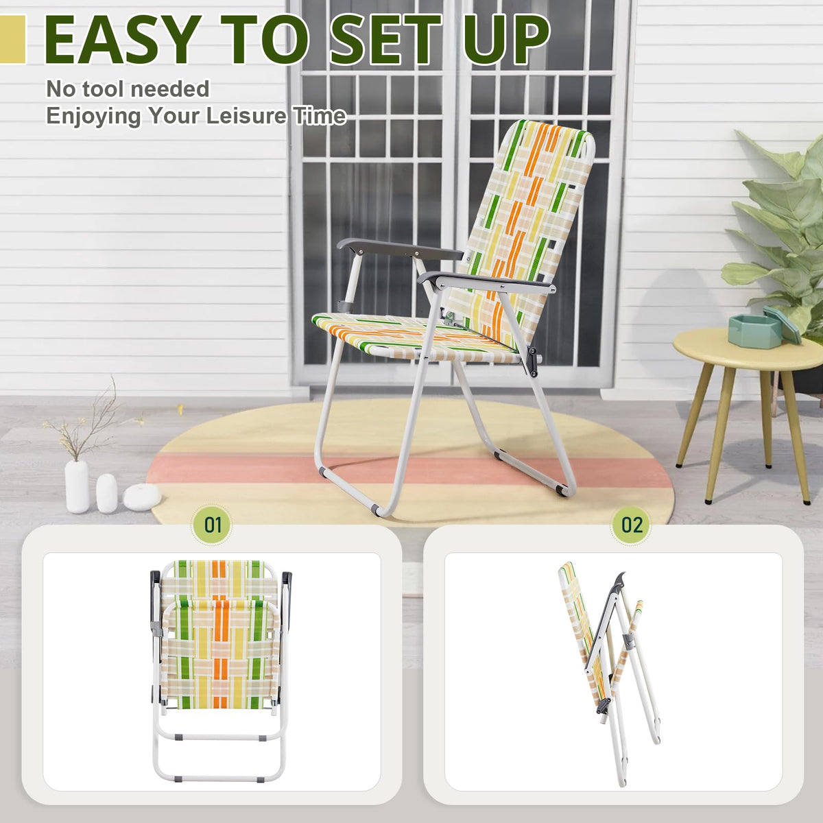 Set of 2 Webbed Folding Beach Chairs R174139