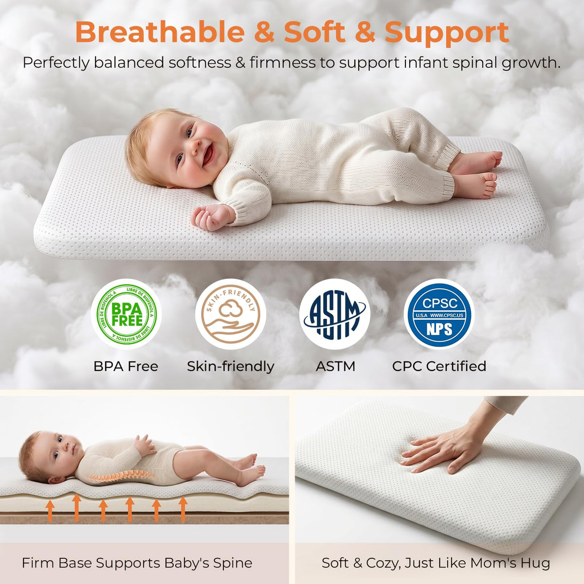 Beige 3-in-1 Foldable Baby Bassinet with Wheels Y811