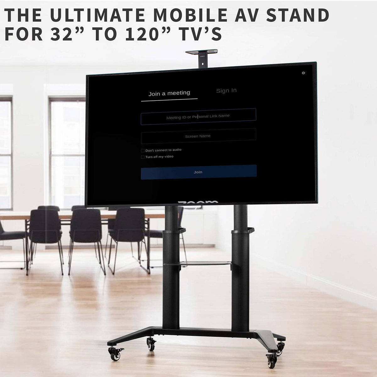 Aluminum Mobile TV Cart for 32 to 120 inch Screens up to 308 lbs, Black J914