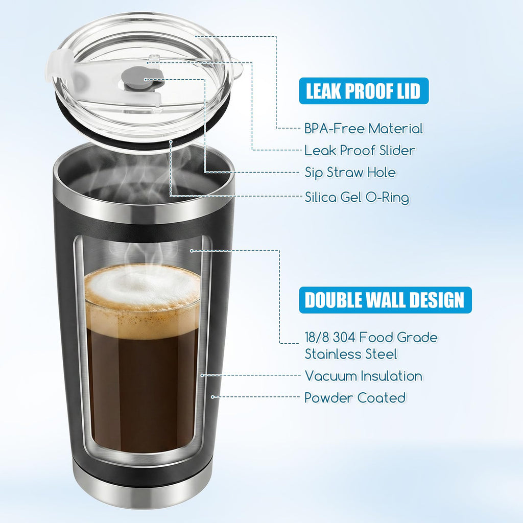 6 Pack 20oz Stainless Steel Insulated Tumbler with Lid R893