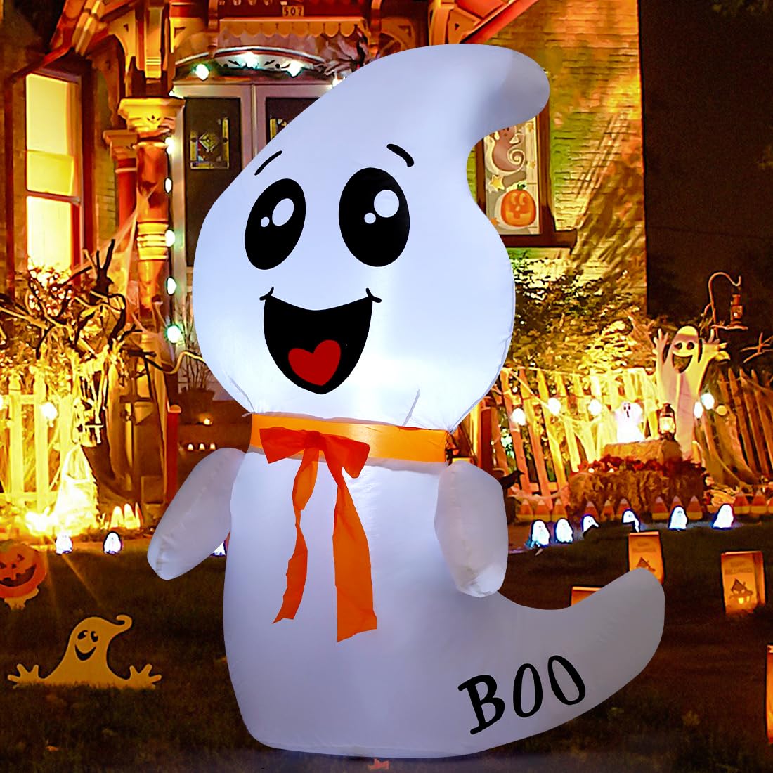 4 FT Inflatable Ghost with Built-in LEDs W557734