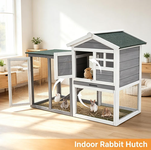 2-Story Wooden Bunny Hutch with Tray Z928