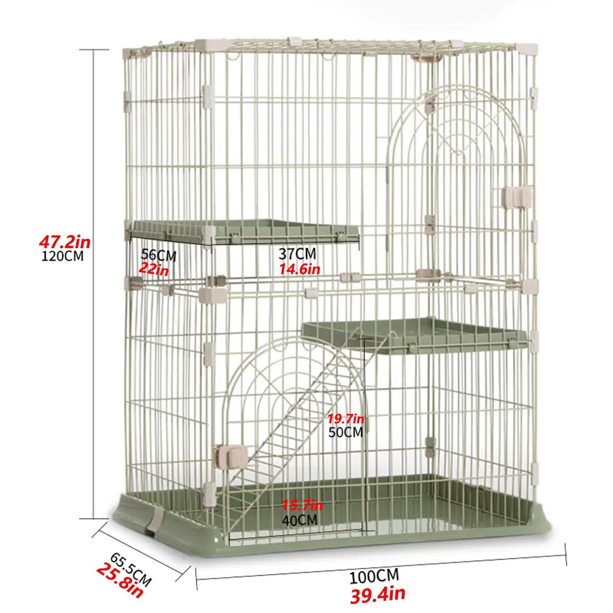 3/4-Tier Cat Cage Playpen with 3 Platforms, 3 Doors & 2 Ramps K7536