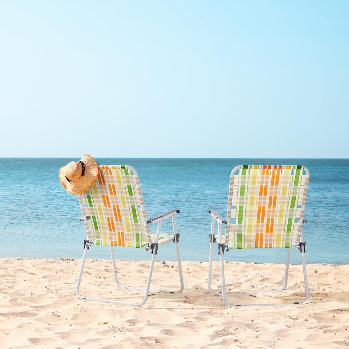 Set of 2 Webbed Folding Beach Chairs R174139
