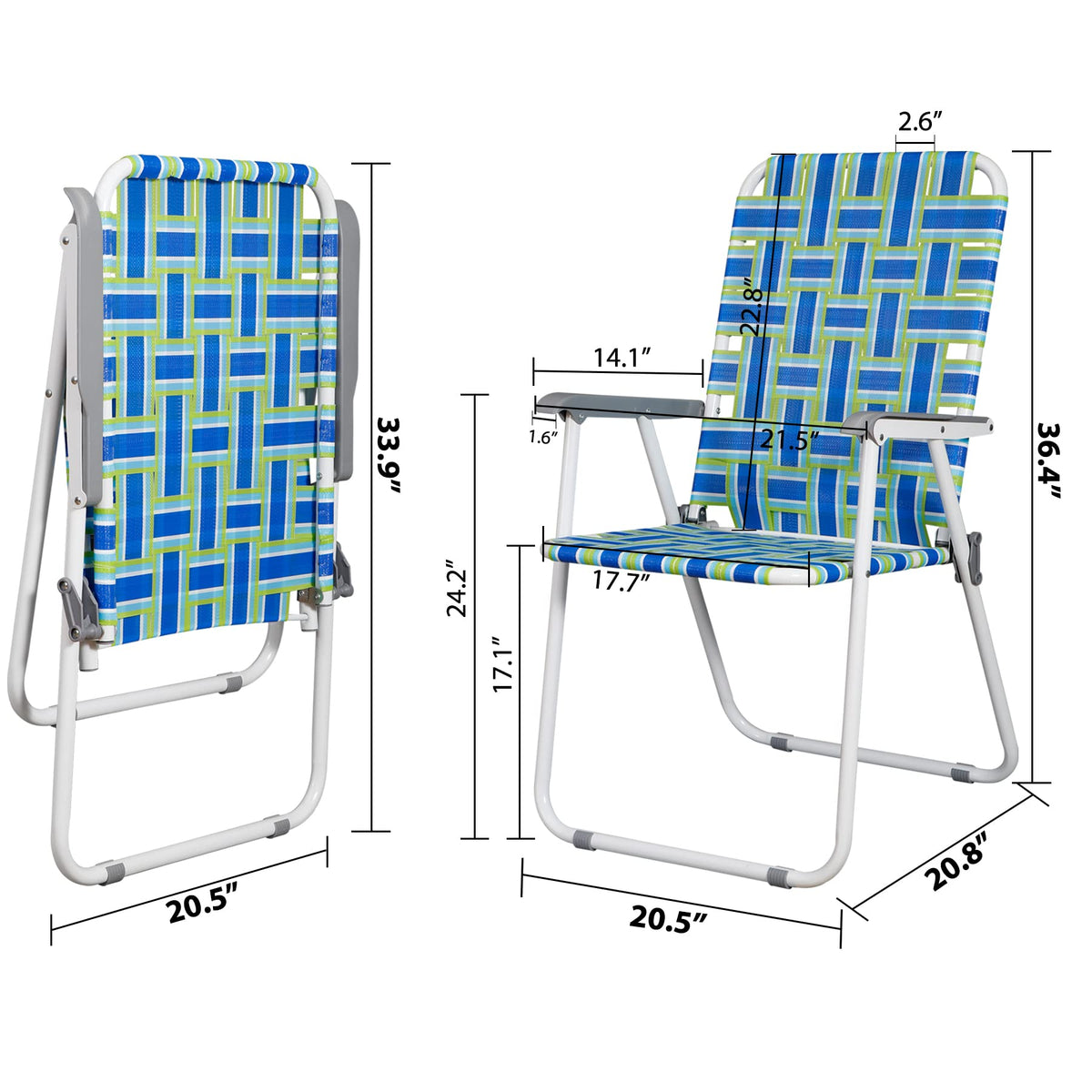 Folding Metal Webbed Outdoor Chair Set of 2 Blue V6987