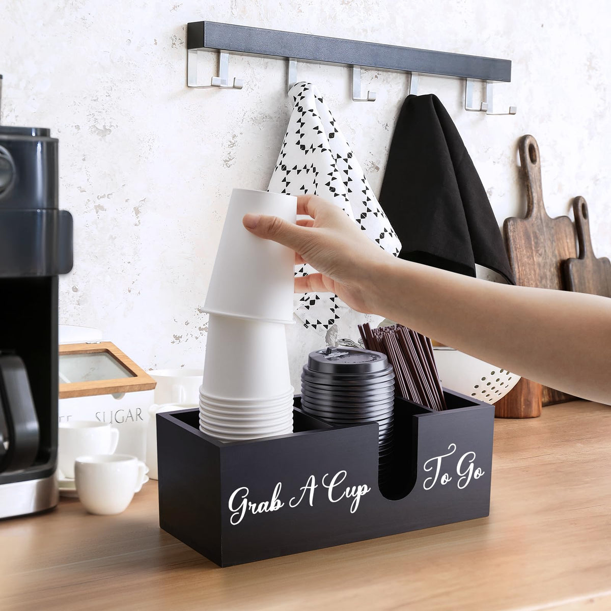 Wood Coffee Cup Holder for Countertop I52182