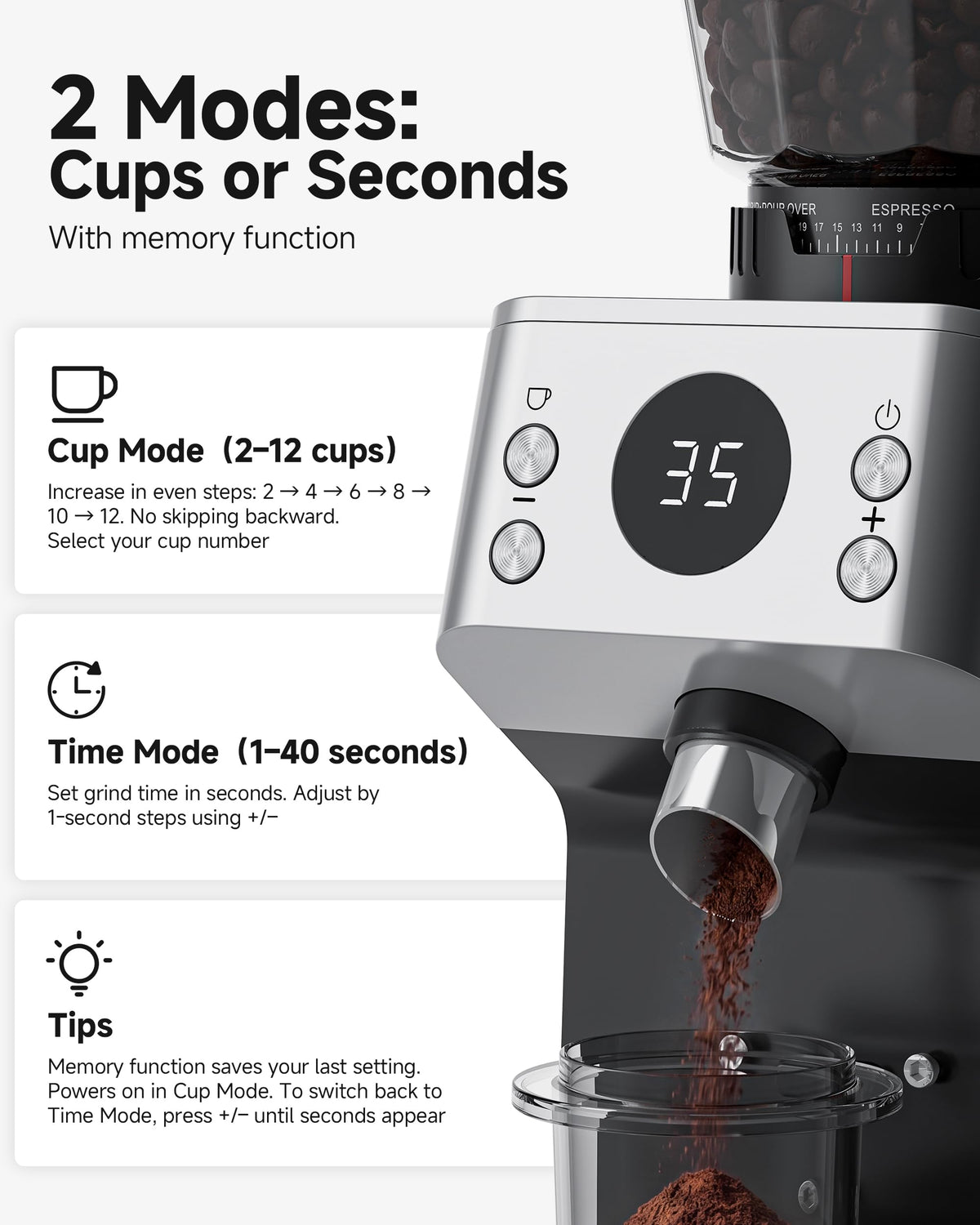 Espresso Coffee Grinder, 45 Grind Settings X153160