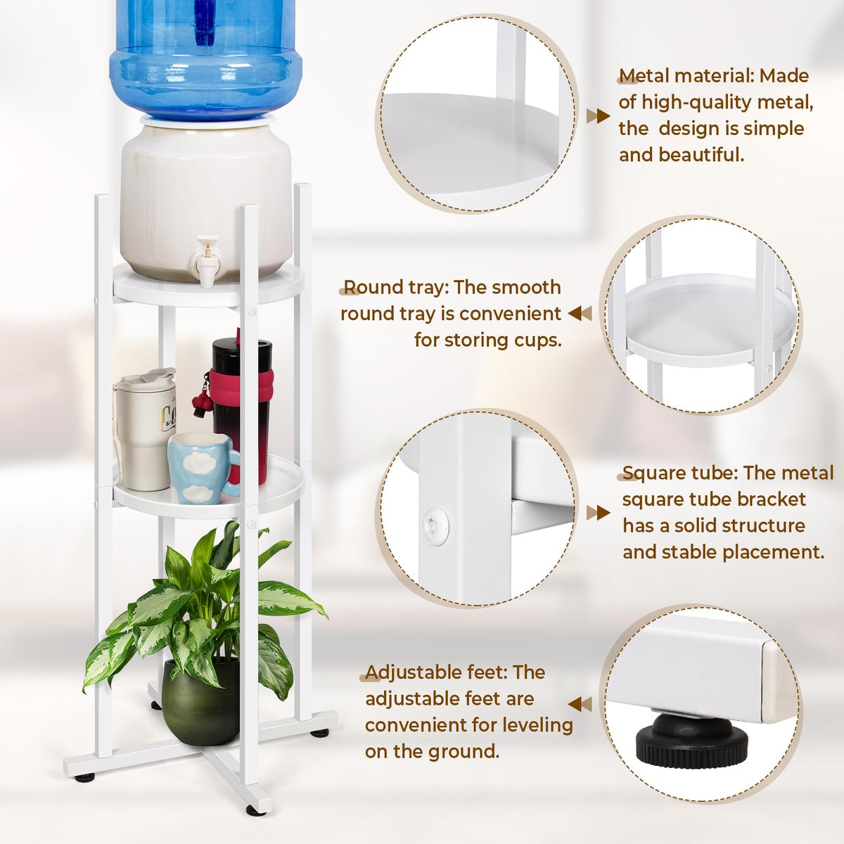 White 5 Gallon Water Dispenser Stand T627