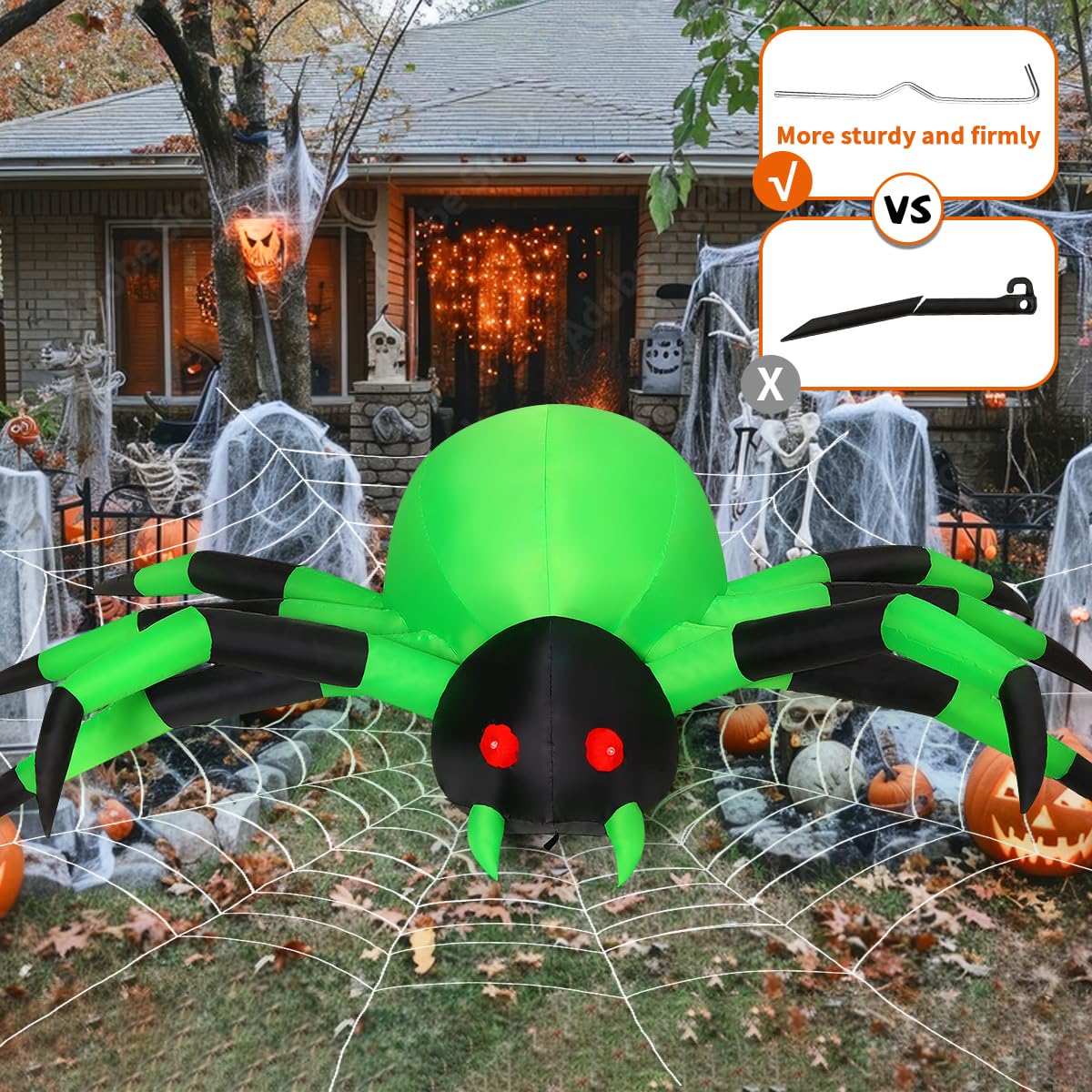 9FT Green Spider Yard Inflatables V59130