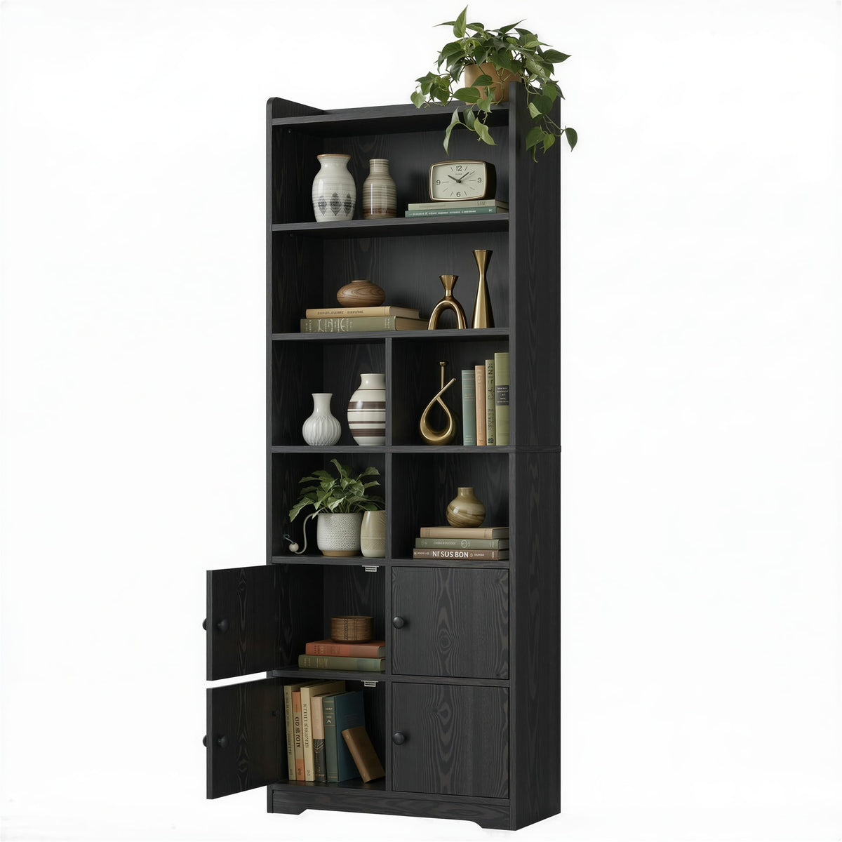 74.6" Tall 6-Tier Bookshelf with Doors S84605